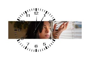 woman, wait, clock